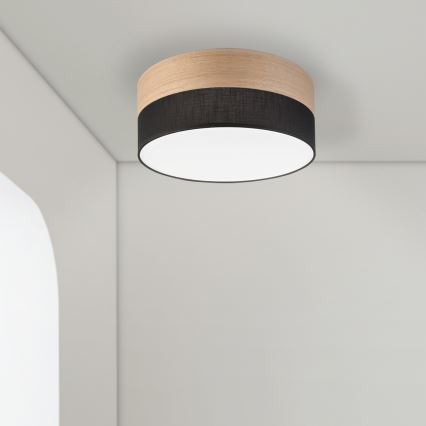 Φωτιστικό οροφής LED SIRJA WOOD LED/20W/230V διάμετρος 35 cm μαύρο/δρυς