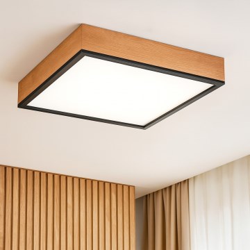 Φωτιστικό οροφής OAK SQUARE 4xE27/15W/230V 48x48 cm δρυς/μαύρο