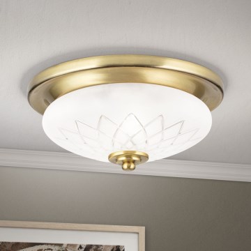 Φωτιστικό οροφής PORTO 1xE27/40W/230V διάμετρος 26 cm χρυσό