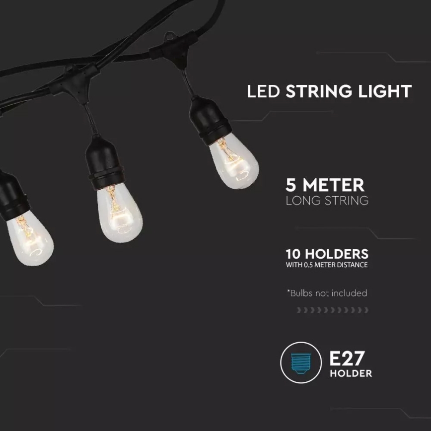Φωτεινή εξωτερικού χώρου STRING 5m 10xE27/40W/230V IP54