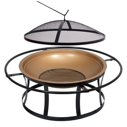 Φορητή εστία φωτιάς με σχάρα μαύρο/χαλκός