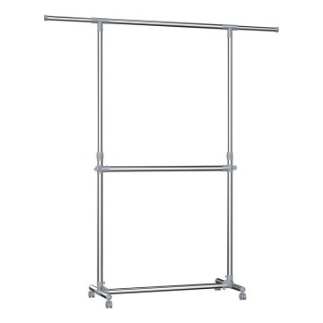 Φορητή επιδαπέδια κρεμάστρα LINEA, ασημένια