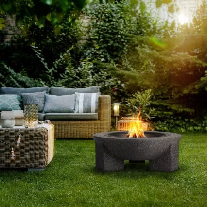 Φορητή υπαίθρια εστία με σχάρα, 74x30 cm — μαύρο / σκούρο γρανιτένιο φινίρισμα