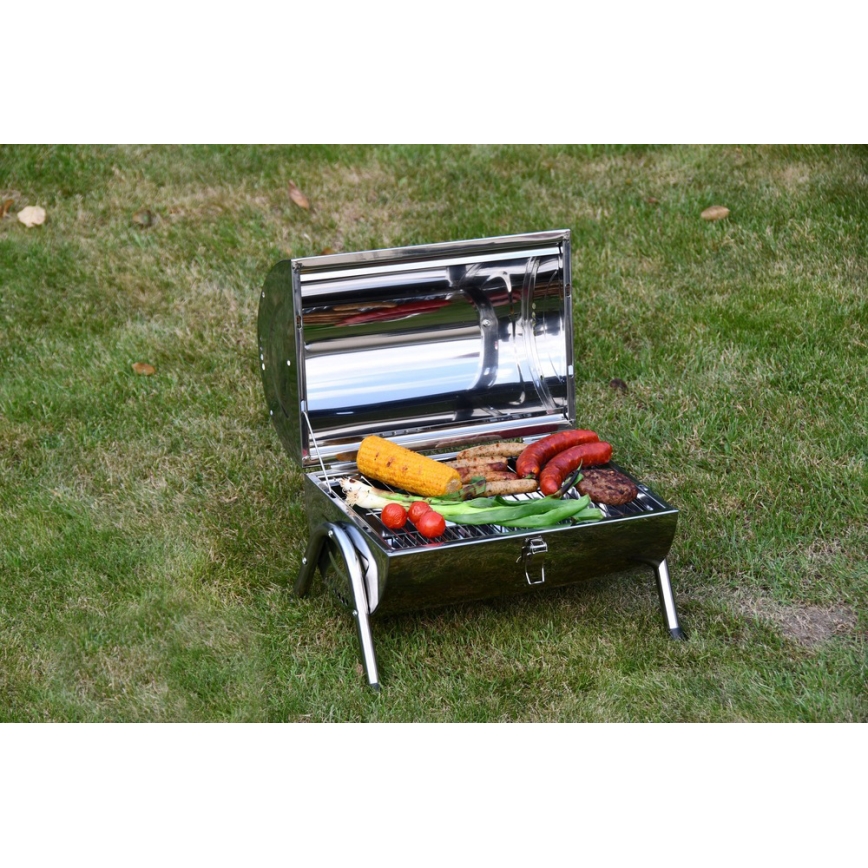 Φορητή ψησταριά κάρβουνου γυαλιστερό χρώμιο