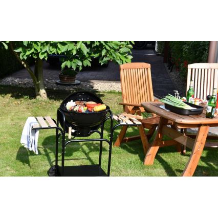 Φορητή ψησταριά κάρβουνου μαύρο/ξύλο