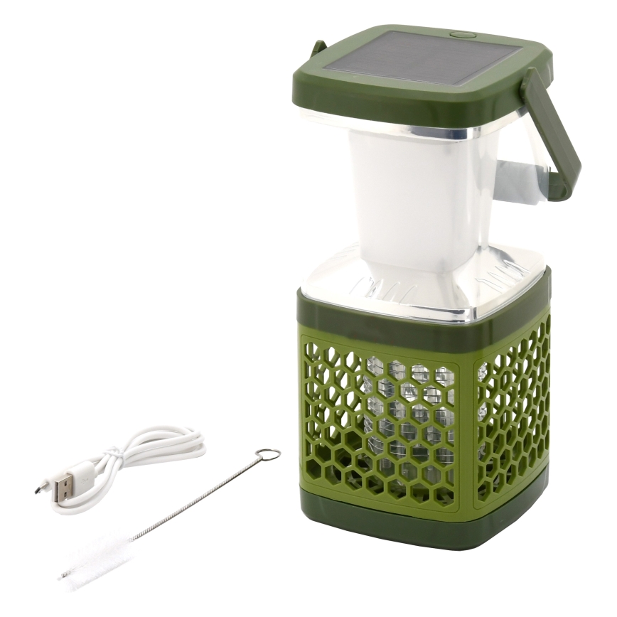 Φορητός επαναφορτιζόμενος LED φωτισμός με παγίδα εντόμων LED/3W/1800 mAh πράσινο