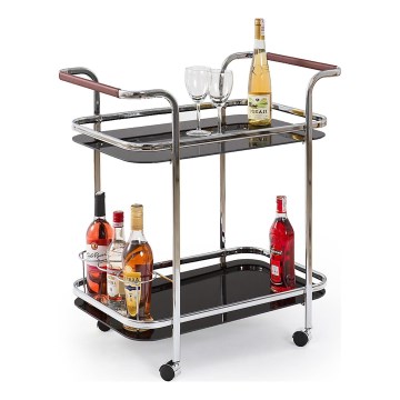 Φορητό τρόλεϊ κάβα ποτών BAR 74x69 cm γυαλιστερό χρώμιο