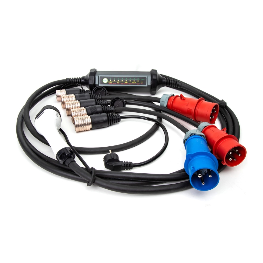 Φορητός φορτιστής για ηλεκτρικά οχήματα με 4 αντάπτορες Type 2 32A/480V 22kW 5m IP67