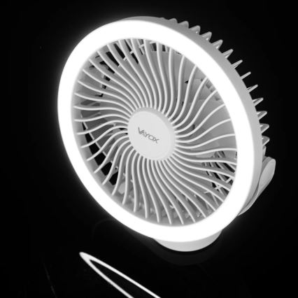 Φορητός επιτραπέζιος ανεμιστήρας με LED φωτισμό LED/3W/5V USB 2400 mAh λευκός