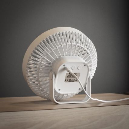 Φορητός επιτραπέζιος ανεμιστήρας με LED φωτισμό LED/2W/5V USB 2400 mAh λευκός