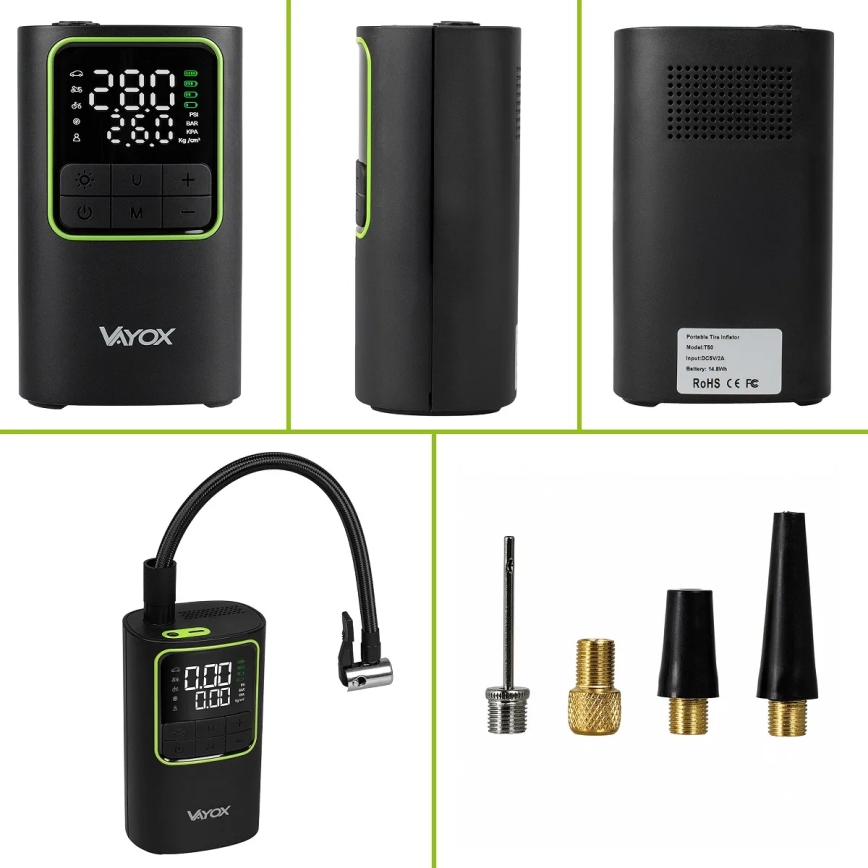 Φορητός ψηφιακός συμπιεστής 5V 4000 mAh, μαύρος