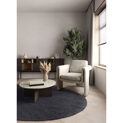 Φυσικό στρογγυλό χαλί FIR WOOL 160 cm 2600 g/m2 ανθρακί