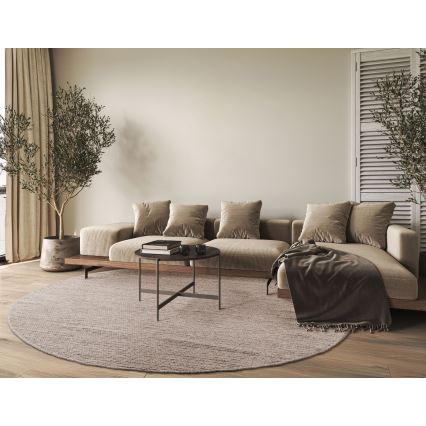 Φυσικό στρογγυλό χαλί FIR WOOL 160 cm 2600 g/m2 μπεζ