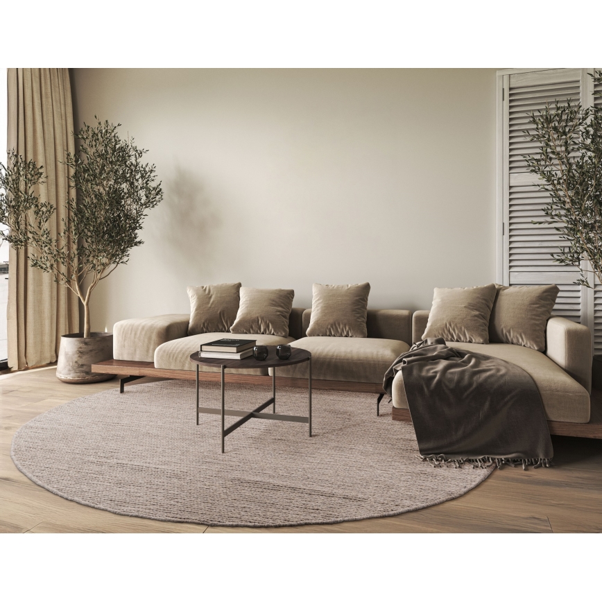 Φυσικό στρογγυλό χαλί FIR WOOL 160 cm 2600 g/m2 μπεζ