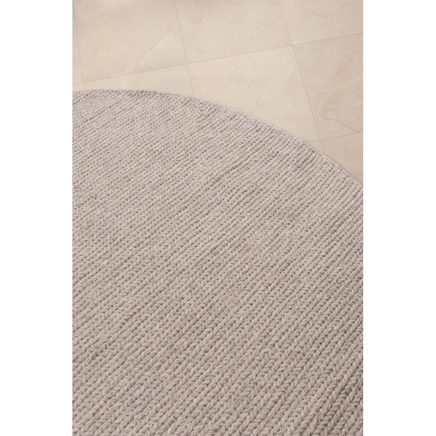 Φυσικό στρογγυλό χαλί FIR WOOL 160 cm 2600 g/m2 μπεζ