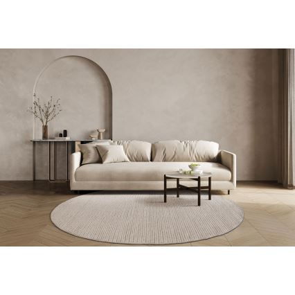 Φυσικό στρογγυλό χαλί FIR WOOL 160 cm, 2600 g/m², εκρού