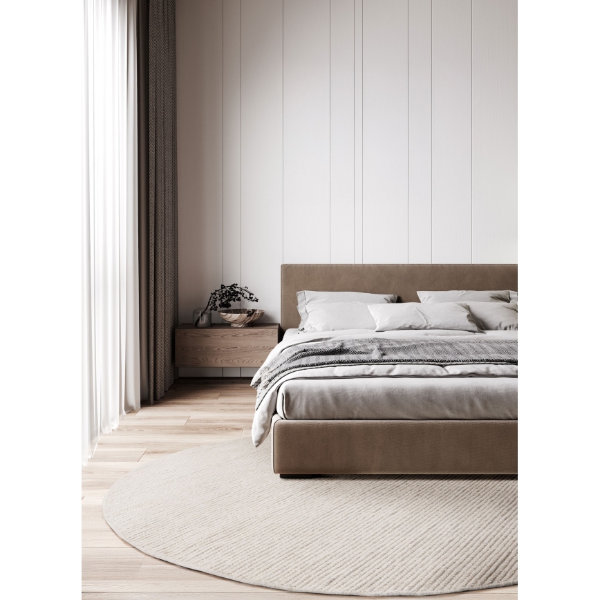 Φυσικό στρογγυλό χαλί FIR WOOL 160 cm, 2600 g/m², εκρού