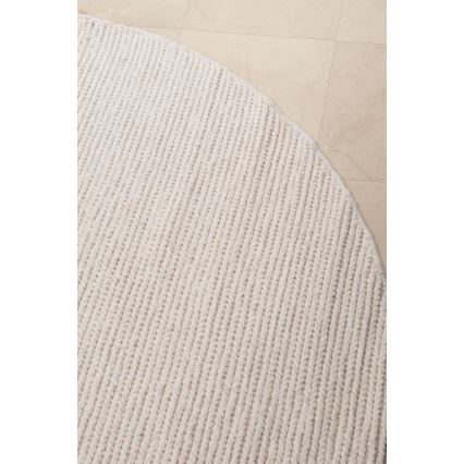 Φυσικό στρογγυλό χαλί FIR WOOL 160 cm, 2600 g/m², εκρού