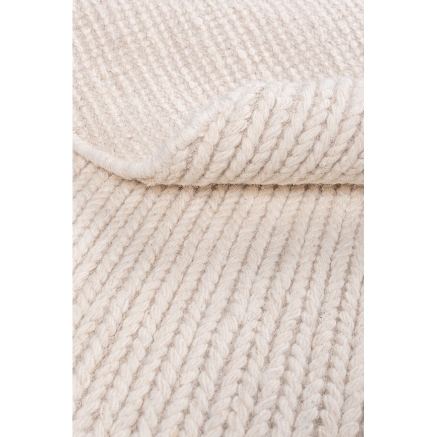 Φυσικό στρογγυλό χαλί FIR WOOL 160 cm, 2600 g/m², εκρού