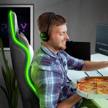 Gaming καρέκλα VARR Flash με LED RGB φωτισμό + τηλεχειριστήριο μαύρο/άσπρο