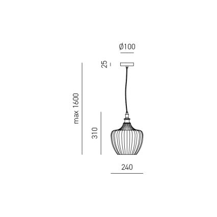 Gea Luce CLEOFE S/10 A - Πολύφωτο με συρματόσχοινο CLEOFE 1xE27/60W/230V διάμετρος 24 cm