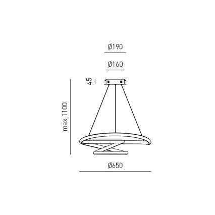 Gea Luce DIVA S G BIANCO - Led Dimmable κρεμαστό φωτιστικό οροφής DIVA LED/44W/230V λευκό