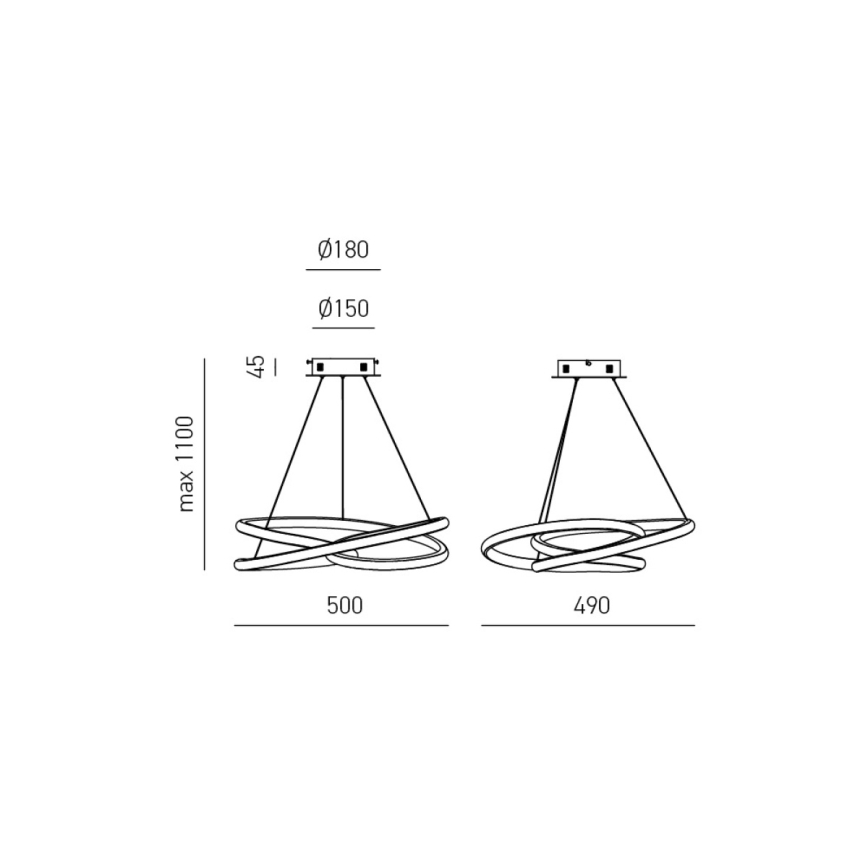 Gea Luce DIVA S P TITANIO - Led Dimmable κρεμαστό φωτιστικό οροφής DIVA LED/43W/230V ανθρακί