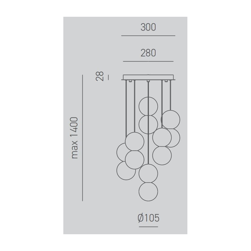 Gea Luce SFERA S6 G - Πολύφωτο με συρματόσχοινο SFERA 6xG9/28W/230V