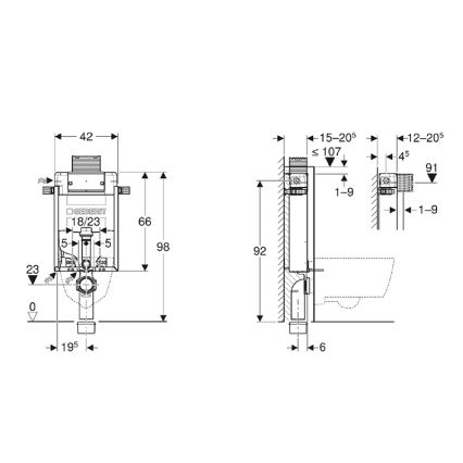 Geberit 110.010.00.1 - Εντοιχιζόμενο πλαίσιο Kombifix 98 cm για κρεμαστή λεκάνη WC