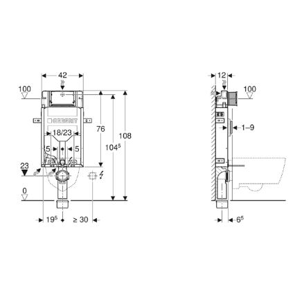 Geberit 110.302.00.5 - Εντοιχιζόμενο πλαίσιο στήριξης Kombifix 108 cm για κρεμαστή λεκάνη WC