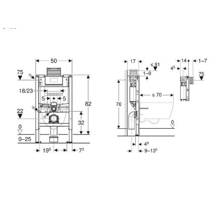 Geberit 111.003.00.2 - Εντοιχιζόμενο πλαίσιο Duofix 82 cm για κρεμαστή λεκάνη