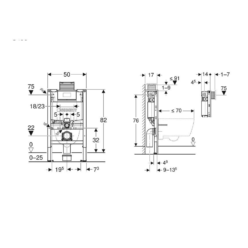 Geberit 111.003.00.2 - Εντοιχιζόμενο πλαίσιο Duofix 82 cm για κρεμαστή λεκάνη