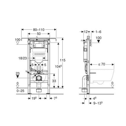 Geberit 111.355.00.6 - Εντοιχιζόμενο πλαίσιο Duofix 115 cm για κρεμαστή λεκάνη