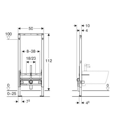 Geberit 111.510.00.2 - Εντοιχιζόμενο πλαίσιο για μπιντέ Duofix 112 cm