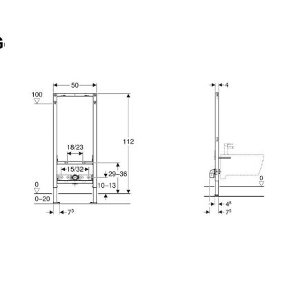 Geberit 111.534.00.2 - Εντοιχιζόμενο πλαίσιο Duofix 112 εκ. για μπιντέ