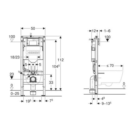 Geberit 111.925.00.6 - Εντοιχιζόμενο πλαίσιο Duofix 112 cm για κρεμαστό WC