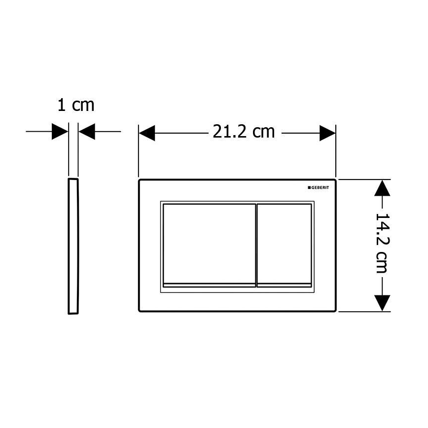 Geberit 115.080.KM.1 - Πλήκτρο καζανακιού Omega30 21,2x14,2 cm μαύρο/γυαλισμένο χρώμιο