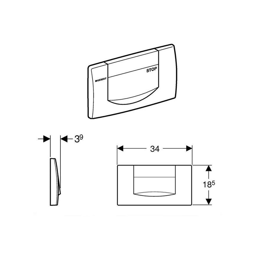 Geberit 115.222.11.1 - Πλήκτρο έκπλυσης 200F 34x18,5 αλπικό λευκό