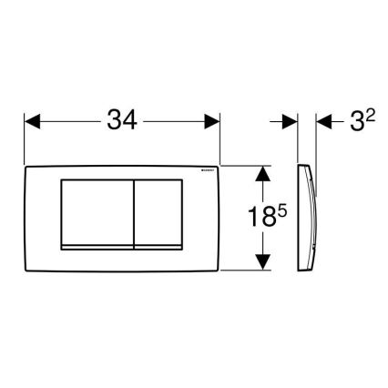 Geberit 115.899.KJ.1 - Πλακέτα έκπλυσης Twinline30 34x18,5 εκ. λευκό/γυαλιστερό χρώμιο