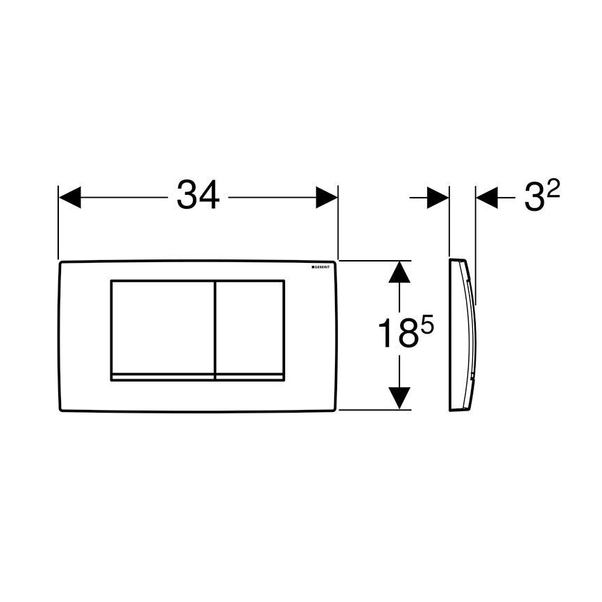 Geberit 115.899.KJ.1 - Πλακέτα έκπλυσης Twinline30 34x18,5 εκ. λευκό/γυαλιστερό χρώμιο