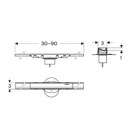 Geberit 154.446.QC.2 - Κανάλι αποστράγγισης CleanLine 90x3 cm ανθρακί