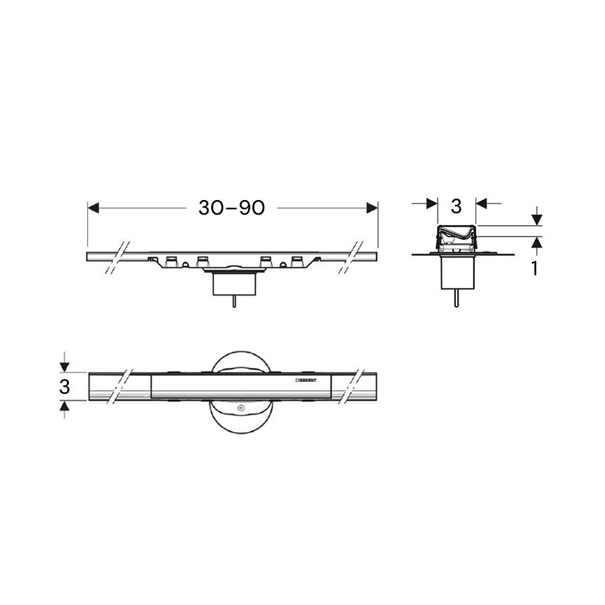 Geberit 154.446.QC.2 - Κανάλι αποστράγγισης CleanLine 90x3 cm ανθρακί