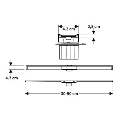 Geberit 154.450.KS.1 - Γραμμικό κανάλι αποστράγγισης CleanLine 90x4,3 cm από ανοξείδωτο χάλυβα