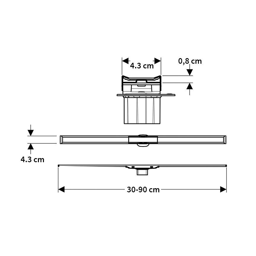 Geberit 154.451.KS.1 - Γραμμική σχάρα αποχέτευσης CleanLine 130x4,3 cm ανοξείδωτη