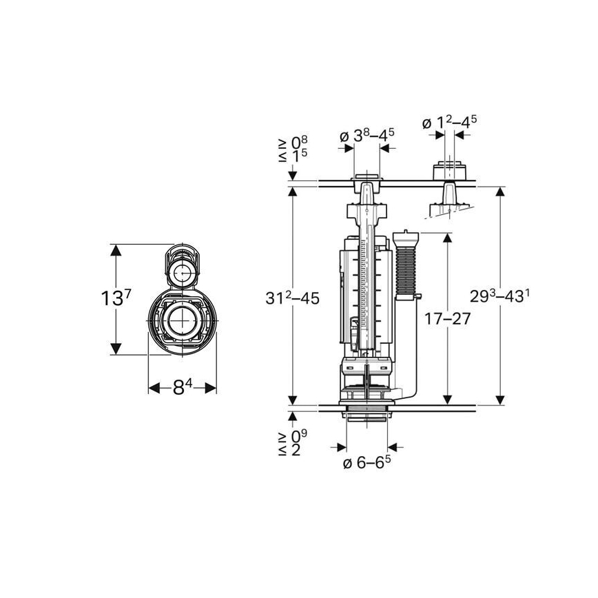 Geberit 282.050.21.2 - Βαλβίδα έκπλυσης Τύπος 290