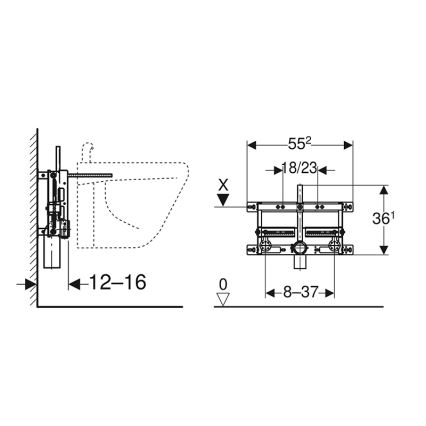 Geberit 457.530.00.1 - Εντοιχιζόμενο πλαίσιο για μπιντέ Kombifix Universal