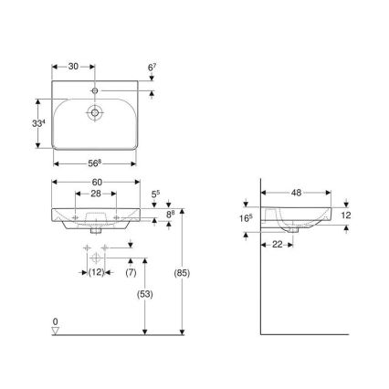 Geberit 500.229.01.1 - Επιτοίχιος νιπτήρας Smyle Square 60x48 cm κεραμικός/λευκός