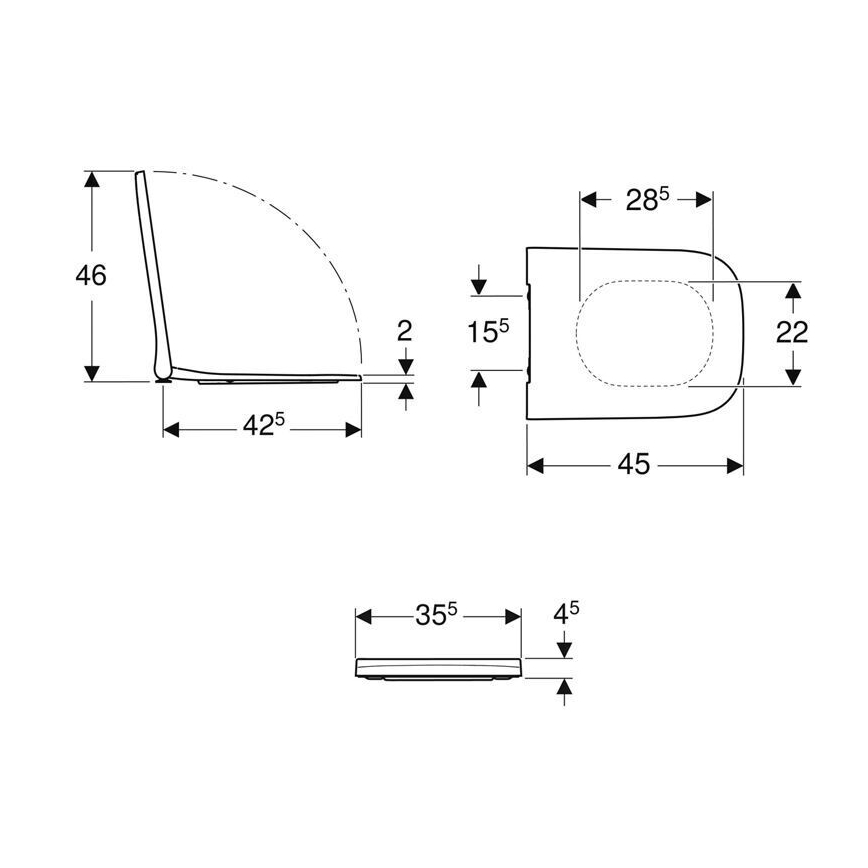Geberit 500.238.01.1 - Κάθισμα τουαλέτας Smyle Square duroplast/λευκό
