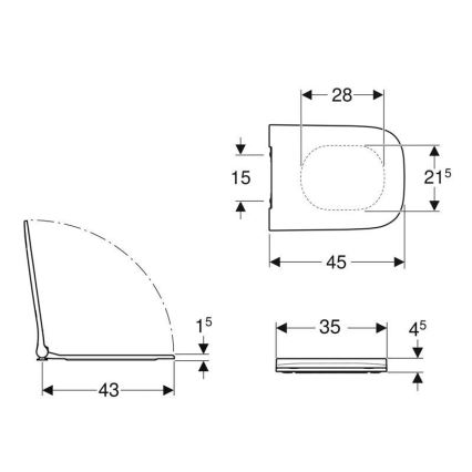 Geberit 500.239.01.1 - Κάθισμα λεκάνης Smyle Square ντουροπλαστικό/λευκό
