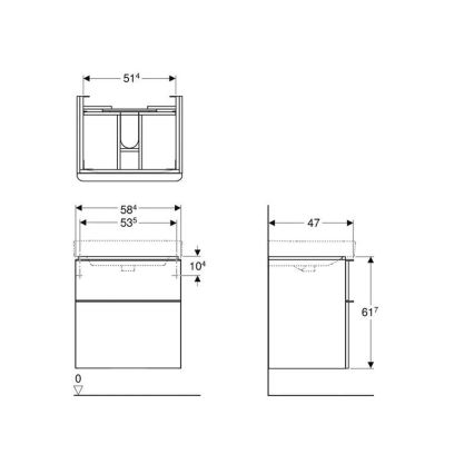 Geberit 500.352.00.1 - Έπιπλο μπάνιου κάτω από τον νιπτήρα Smyle Square 59x62x47 cm λευκό